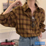 Long Sleeve Classic Plaid Blouse Shirt