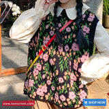 Sleeveless Full Floral Pattern Vest Sweater