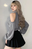 Long Sleeve Sexy Off Shoulder Cropped Sweatshirt