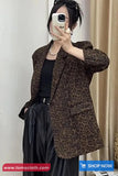 Long Sleeve Retro Leopard Pattern Office Blazer Jacket