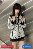 Vintage Stars Pattern Zipper Casual Hoodie