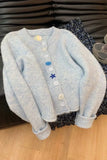 Long Sleeve O-Neck Starfish Button Cardigan Sweater