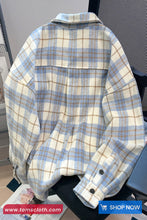 Long Sleeve Vintage Plaid Pocket Blouse Shirt