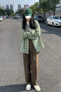 Long Sleeve Light Colors Plaid Blouse Shirts