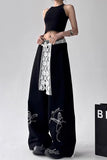 Loose Butterfly Pattern Lace Patchwork Sweatpants