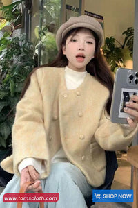 Long Sleeve Simple Elegant Button Coat Jacket