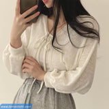 Lantern Sleeve Lace Up Knitted Cropped Cardigan