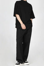 Loose Short Sleeve Solid Color High Neck Men Shirt