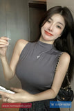 Cute Sexy High Neck Sleeveless Cropped Tops