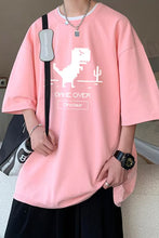 Loose Cute Dinosaur Short Sleeve Men Shirts