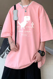 Loose Cute Dinosaur Short Sleeve Men Shirts