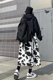 Loose Cow Pattern Mid Calf Skirts