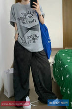 Loose Elegant Black Striped Office Pants