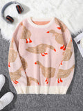 Long Sleeve Goose Full Printed Casual Sweater