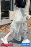 High Waist Sweet Lace Material Irregular Skirts