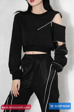 Long Sleeve Side Zipper Cropped Sweatshirt