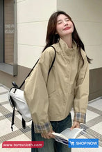 Long Sleeve Vintage Double Style Plaid Cargo Jackets