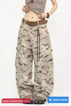 Loose Brown Camouflage Cargo Pockets Pants