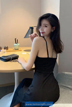 Sexy V-Neck Backless Retro Long Black Dress