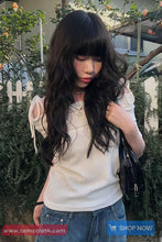 Short Sleeve Rope Ties Slash Neck Casual Slim Shirts