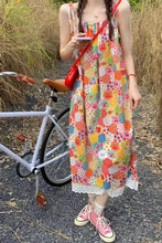 Floral Pattern Spaghetti Straps Summer Long Dress