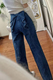 High Waist Vintage Cute Bow Back Style Long Jeans Pants