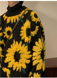 Loose O-Neck Sunflower Pattern Warm Sweater