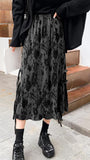 High Waist Tie Dye Pattern Long Corduroy Skirts