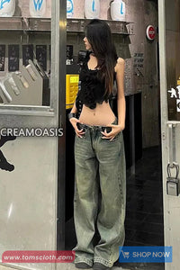 High Waist Wide Leg Retro Jeans Pants