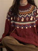 Cute Rabbit Pattern Knitted Retro Sweater