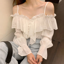 Flare Sleeve Sexy Off Shoulder Ruffles Blouse Shirt