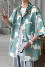 Short Sleeve Goose Cartoon Printed Blouse Shirts
