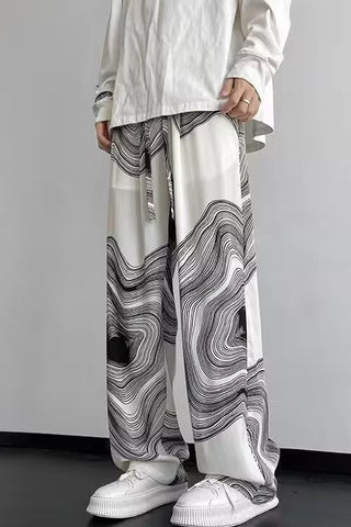 Elastic Waist Cylinder Pattern Men Pants