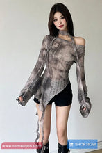 Long Sleeve Slash Neck Off Shoulder Cropped Shirts