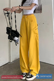 High Waist Retro Yellow Denim Long Pants