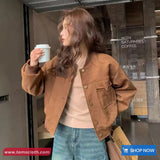 Long Sleeve Vintage Suede Baseball Jacket