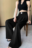Loose Wide Leg Elegant Button Office Pants