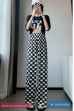 Casual Plaid Checkered Pattern Long Pants