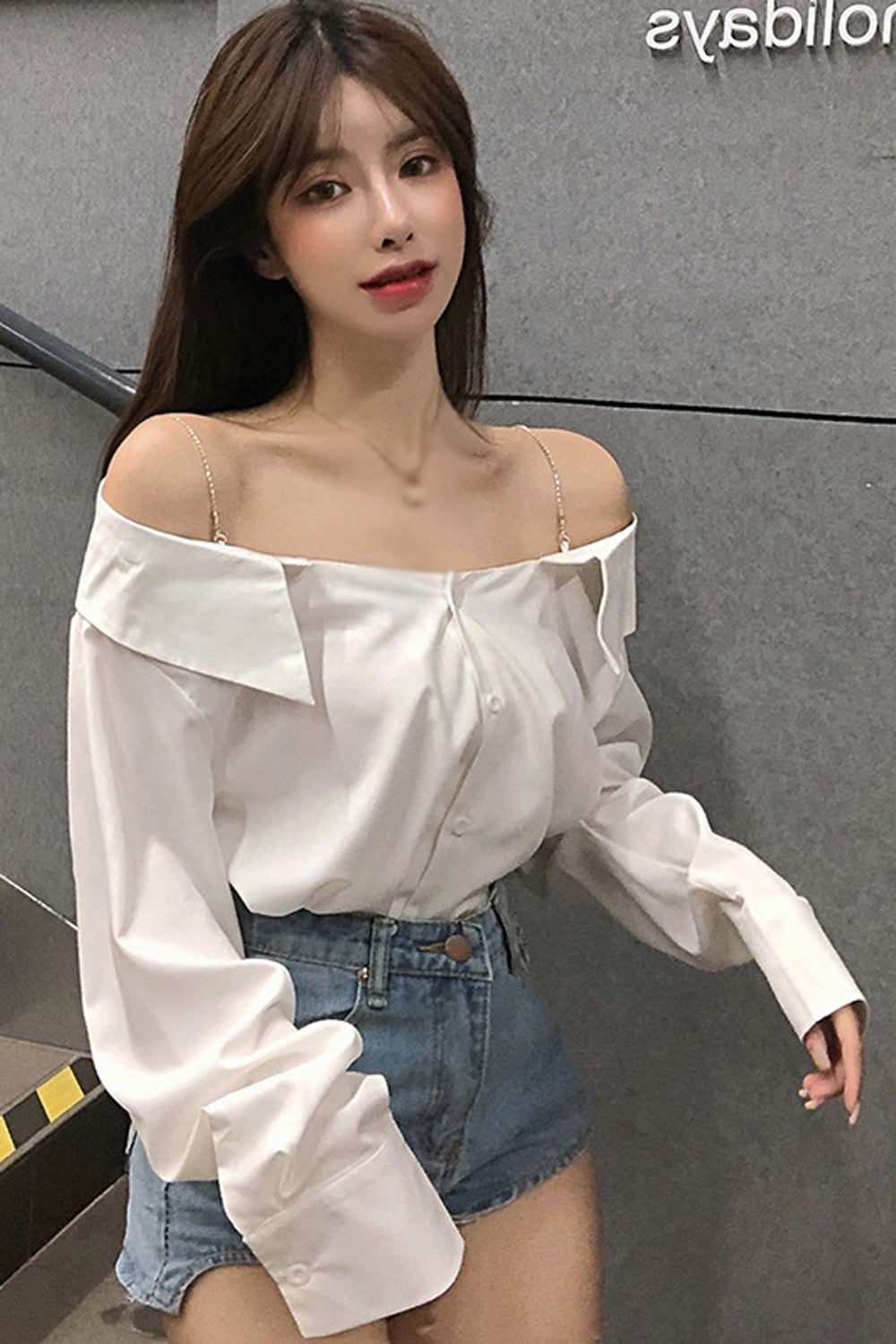 Sexy Skew Collar Off Shoulder Blouse Shirt