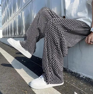 Loose Plaid Hip Hop Style Men Pants