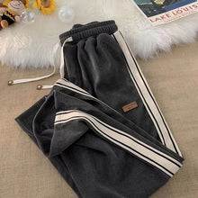 High Waist Side Striped Corduroy Sweatpants