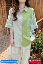 Short Sleeve Two Pattern Combination Blouse Shirts
