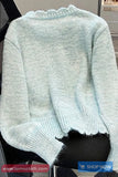 Long Sleeve Ocean Theme Buttons Cardigan Sweater