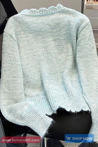 Long Sleeve Ocean Theme Buttons Cardigan Sweater