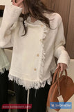 Long Sleeve Retro Tassel Style Cardigan Sweater