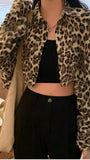 Long Sleeve Leopard Pattern Cropped Thin Cardigan