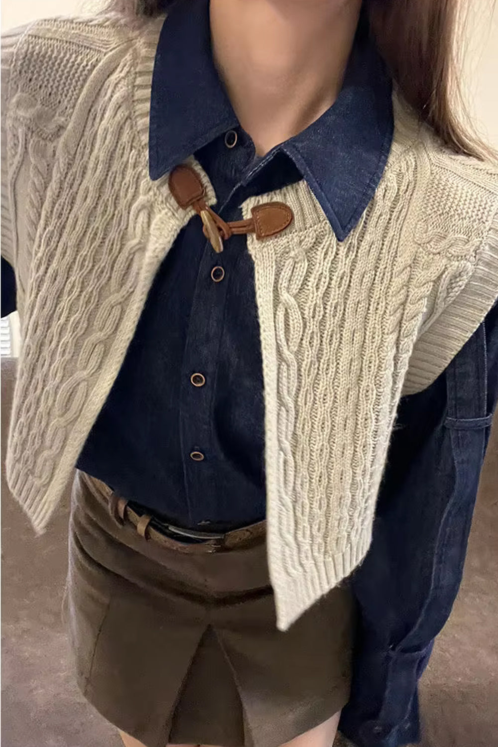 Retro Cropped Knitted Vest Sweater