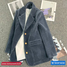 Long Sleeve Retro Elegant Corduroy Blazer Jacket