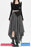 High Waist Loose A-Line Irregular Style Plaid Skirts