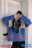 Long Sleeve Retro Heart Pattern Knitted Cardigan Sweater